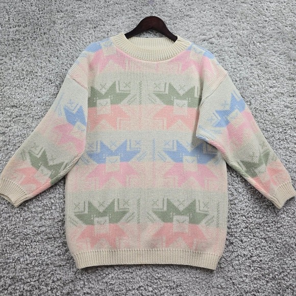 Vintage Venezia Sweater Womens 18/20 Knit Long Sleeve Pastel Grannycore USA - Picture 1 of 12